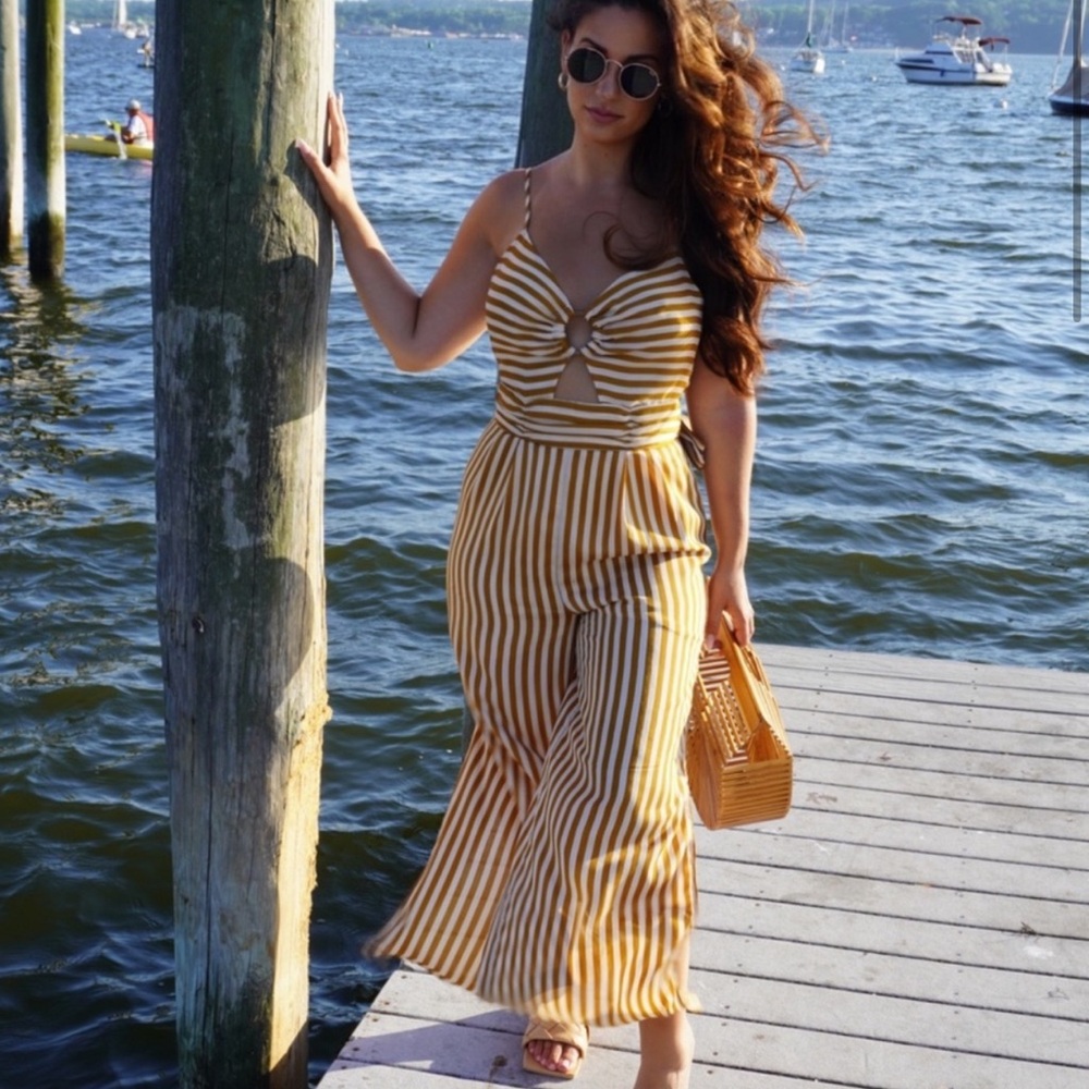 Yellow striped jumpsuit